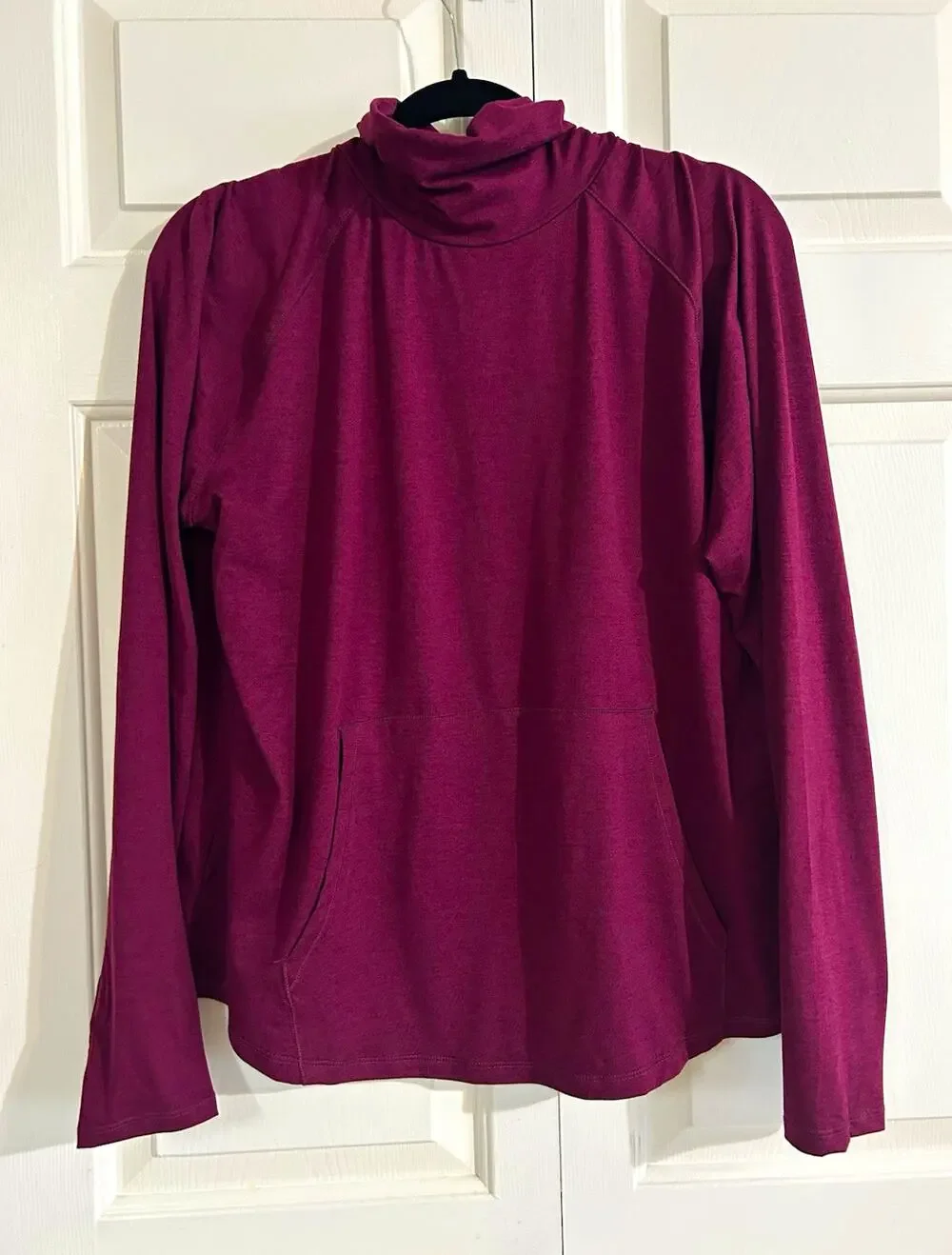 Eddie Bauer Active Womens Funnel Neck Sweatshirt Purple XL Raglan Pockets